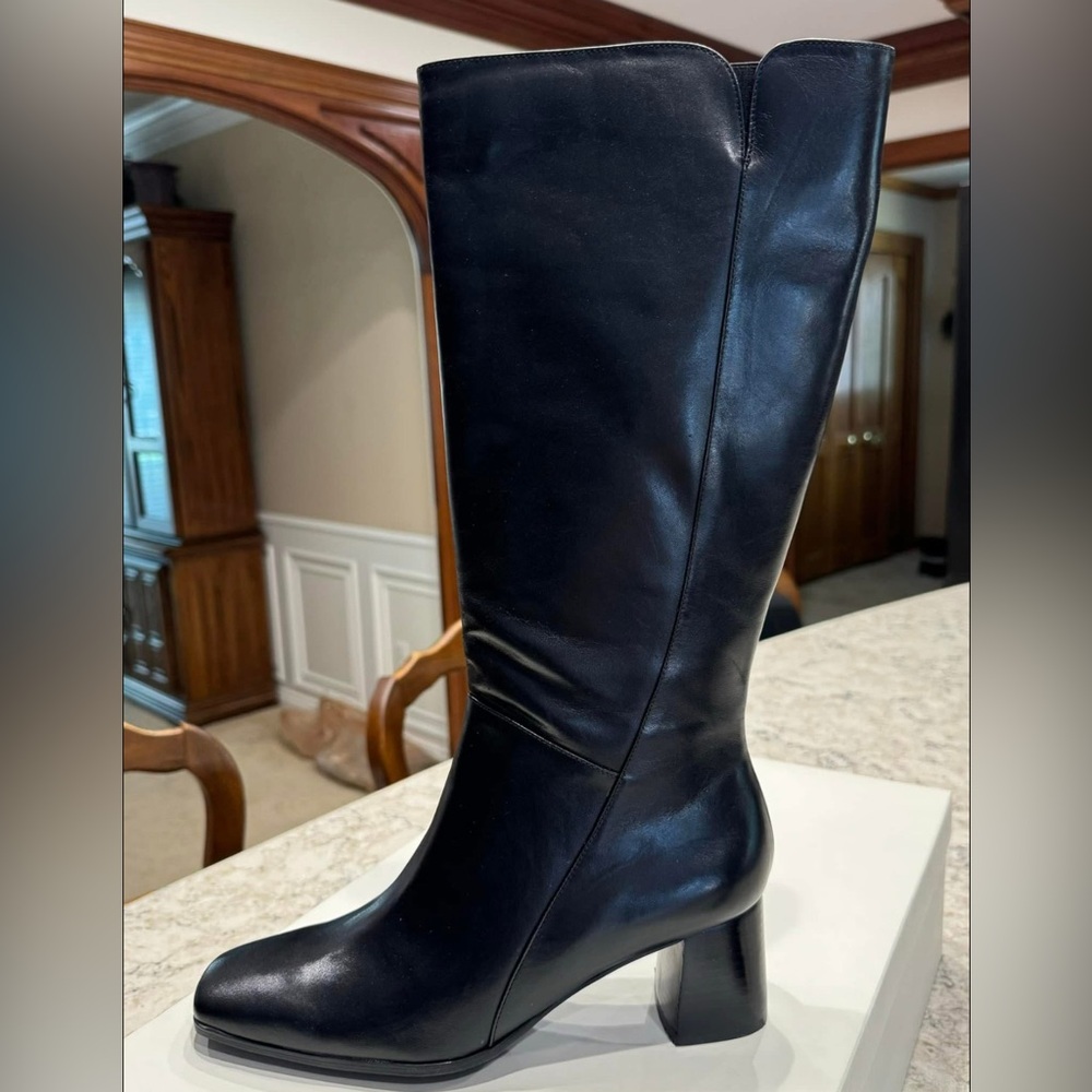 Y2K Vintage Naturalizer Black Leather Knee-High Heeled Boots